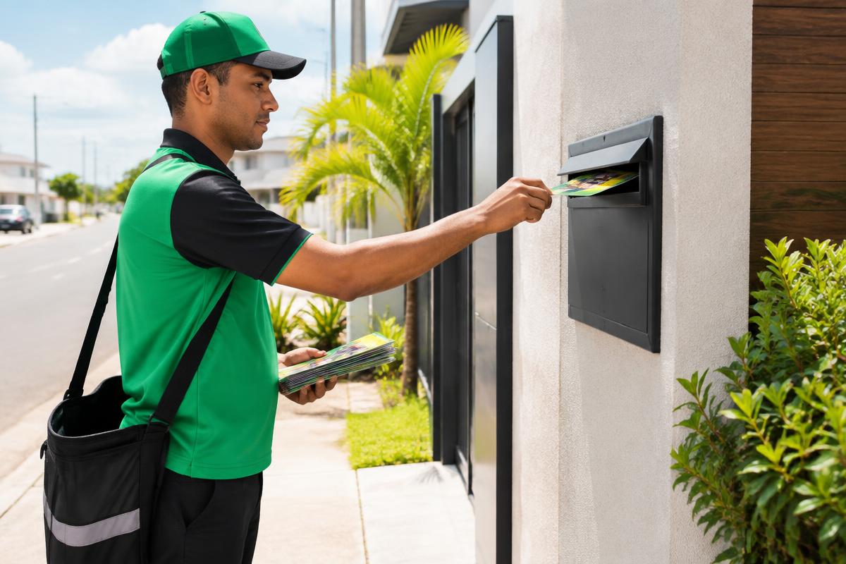 Distribuição responsável de panfletos em residência